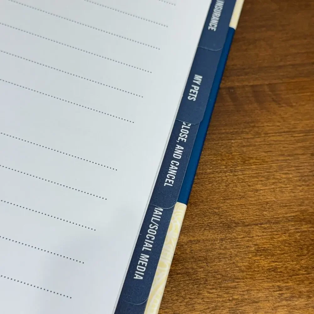 Peace of Mind Planner Important Information about My Belongings Blue